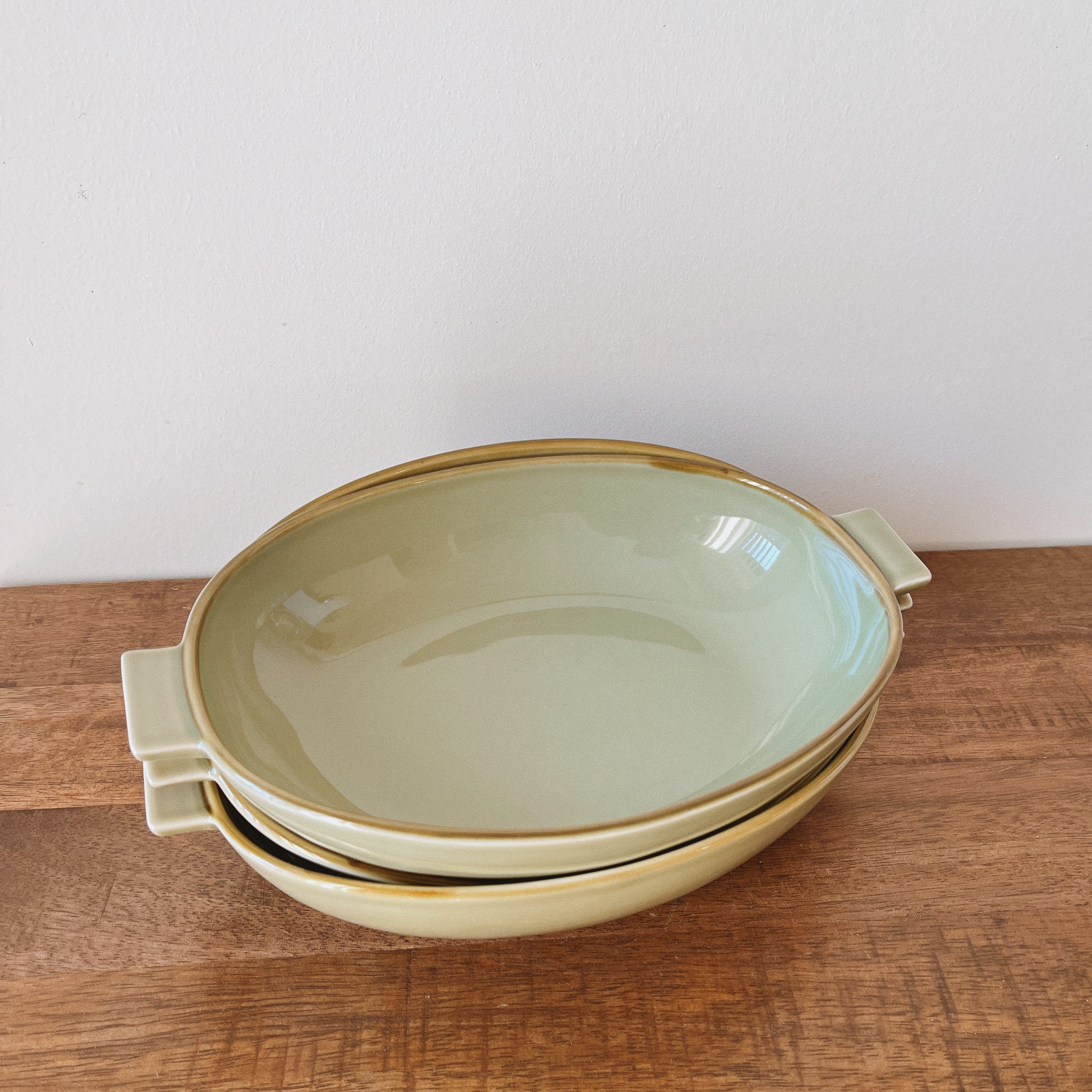 Hasami Ware Large Oval Gratin Bowl with Handles