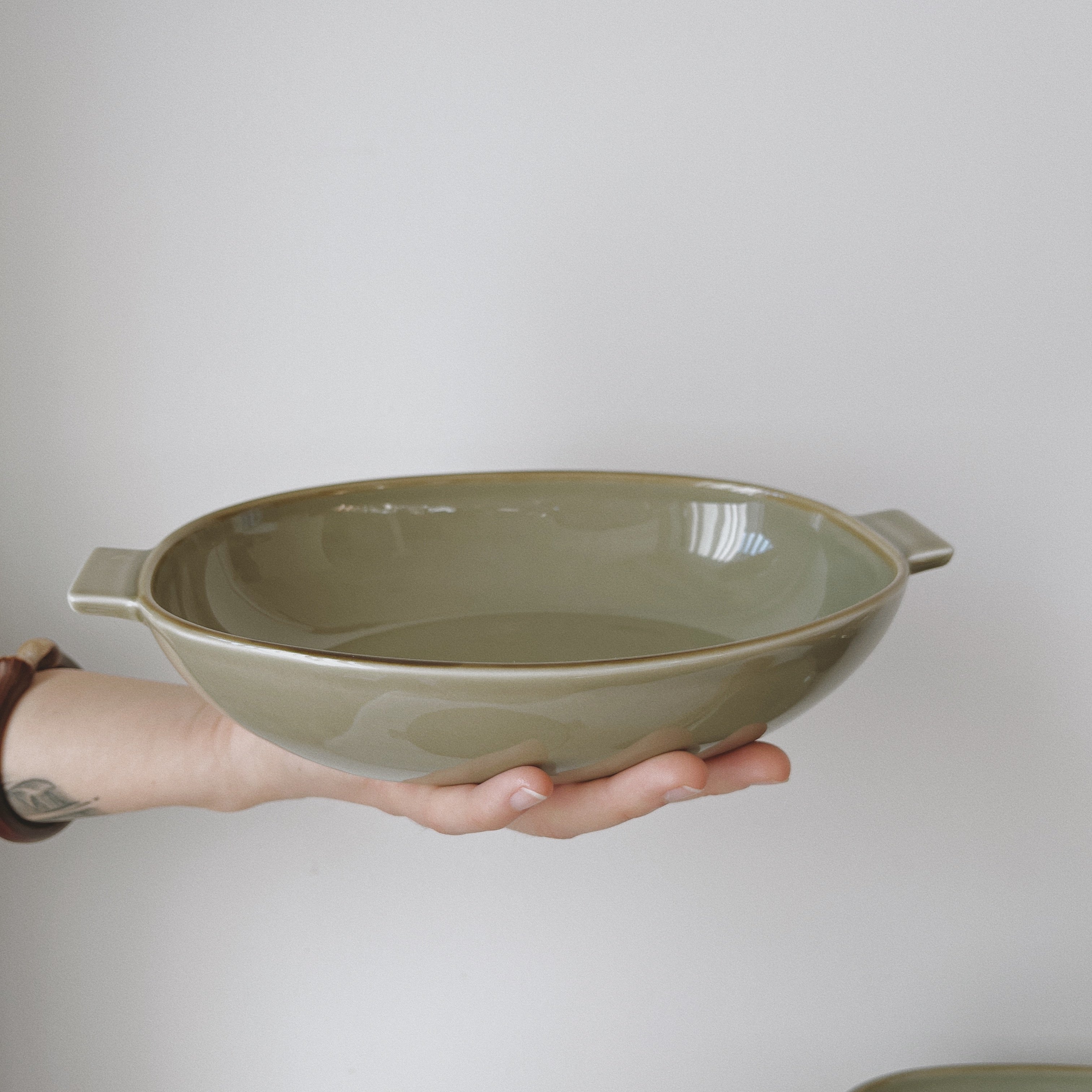 Hasami Ware Large Oval Gratin Bowl with Handles