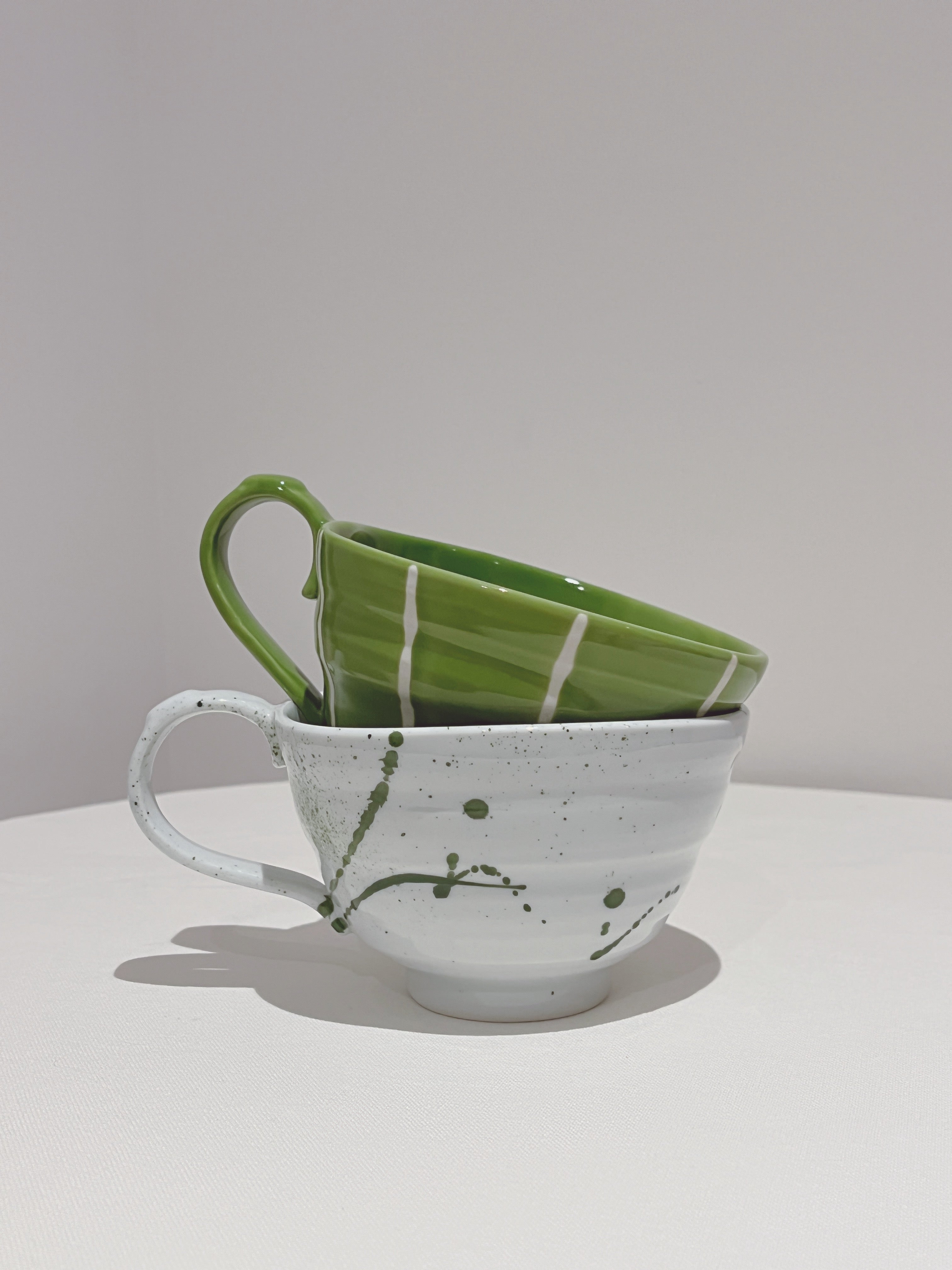 Fysm Color Hand-crafted Latte Cup - Splattered Green