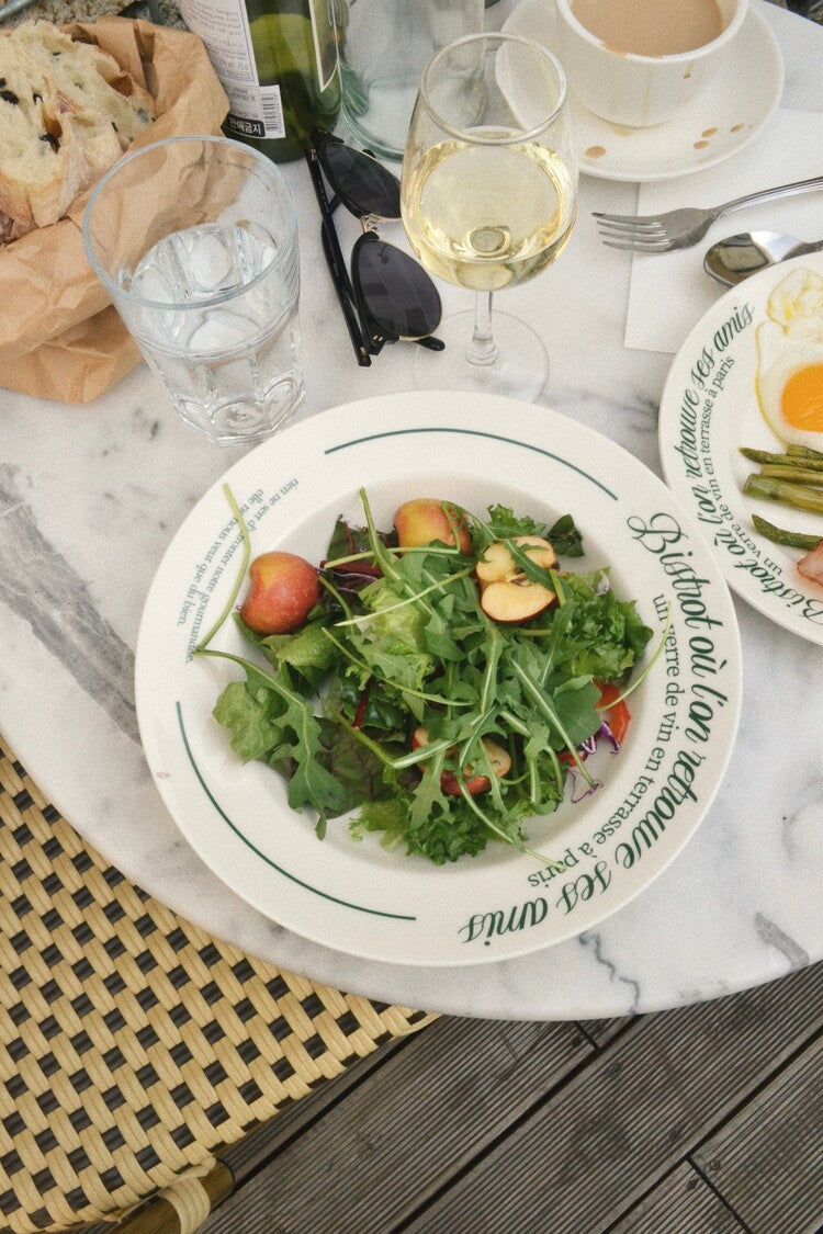 Terrace Pasta Bowl - Ivory / Green Print