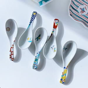 Seikou Kiln Over-glazed Enamel Color China Spoon