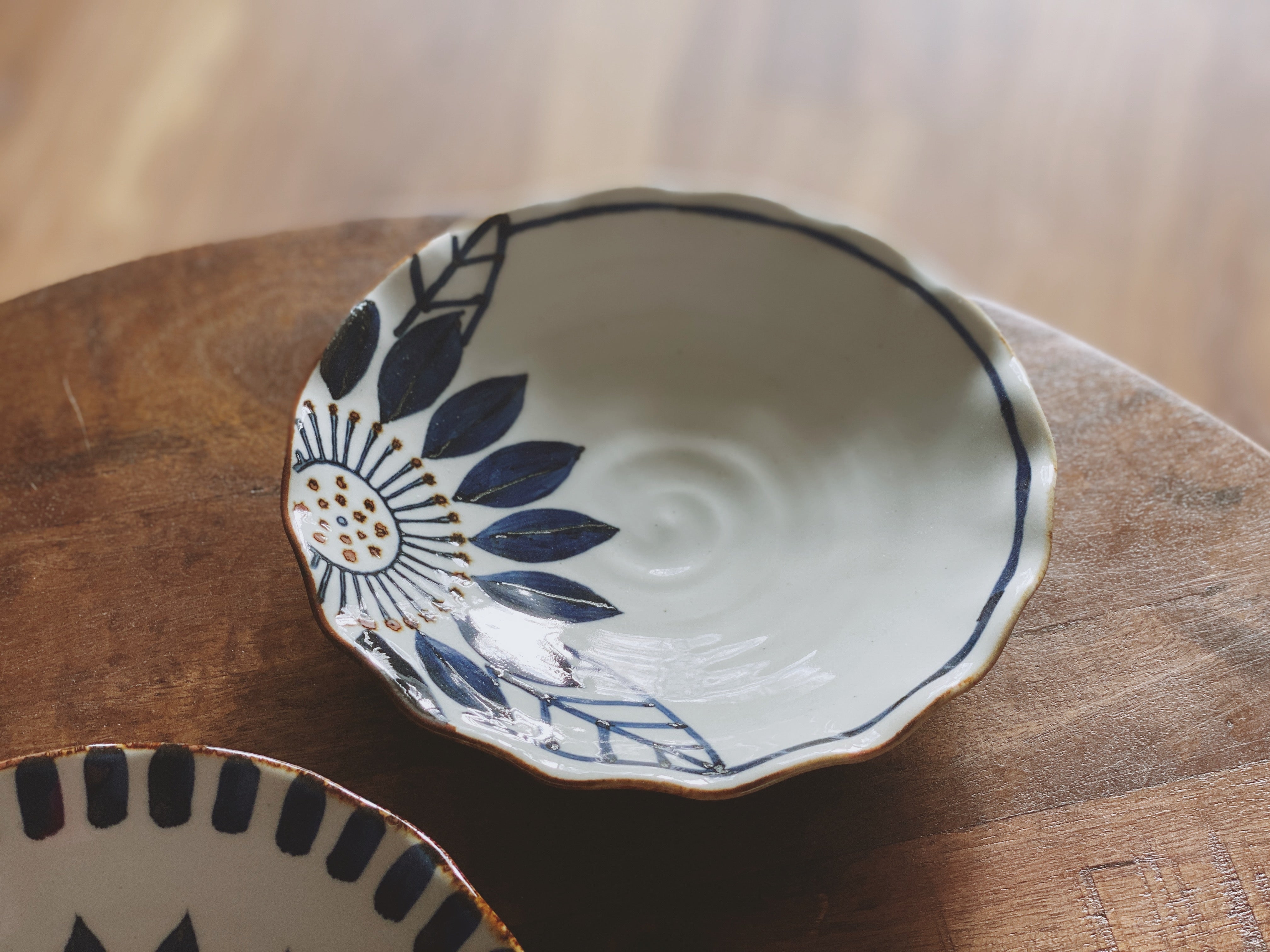 Shohogama Hand-painted Blue Flower Serving Plate