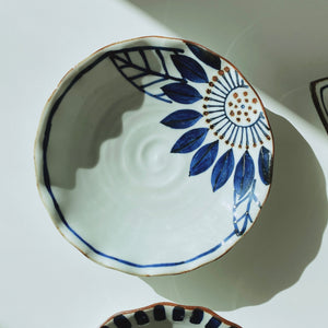 Shohogama Hand-painted Blue Flower Serving Plate