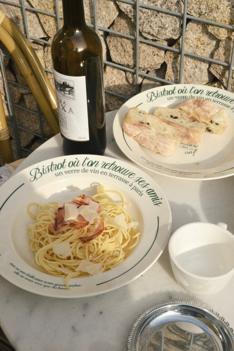 Terrace Pasta Bowl - Ivory / Green Print