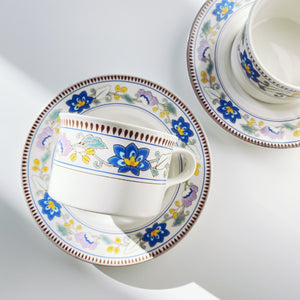 Floral Boarder Flat Cup & Saucer Set「Costa del Sol」