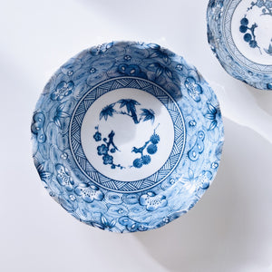 Blue and White Corrugated-edge Dishes - Pine/Bamboo/Plum Pattern