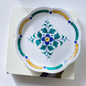 Kutani Ware Over-glazed Hand-painted Flower Dinner Plate Gift Box Included