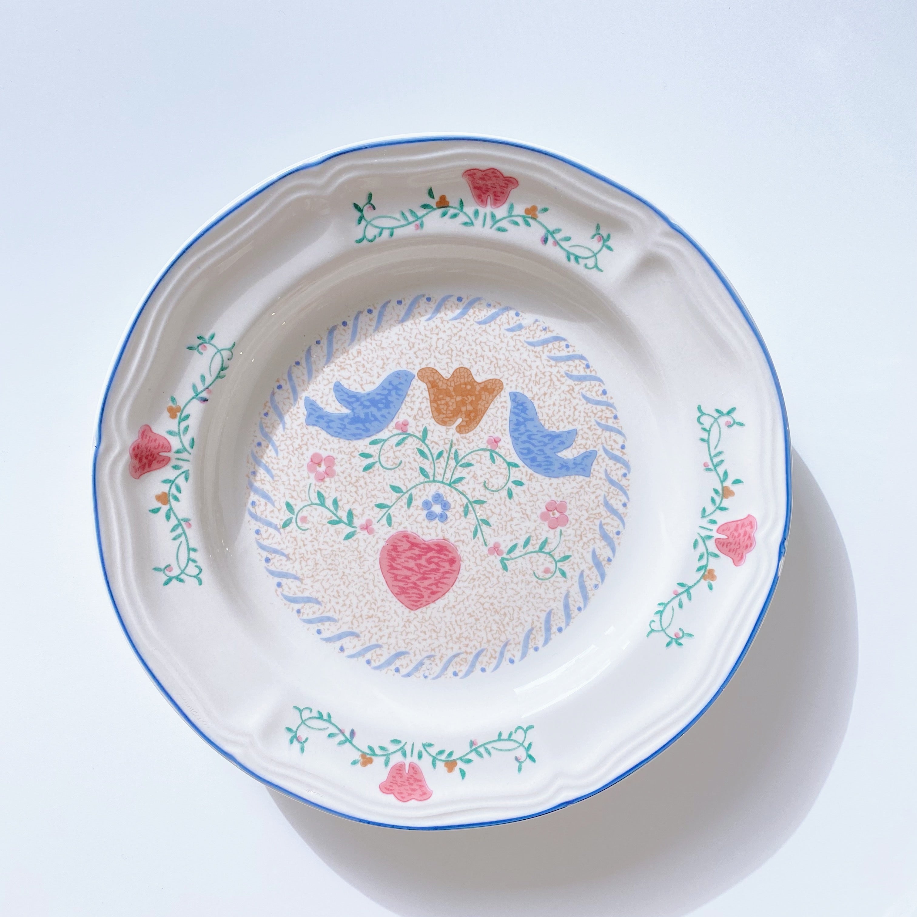 Deep Coupe Ceramic Dished Plate 26cm Round With Blue Tit Bird