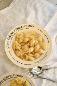 Terrace Pasta Bowl - Beige / Black Print