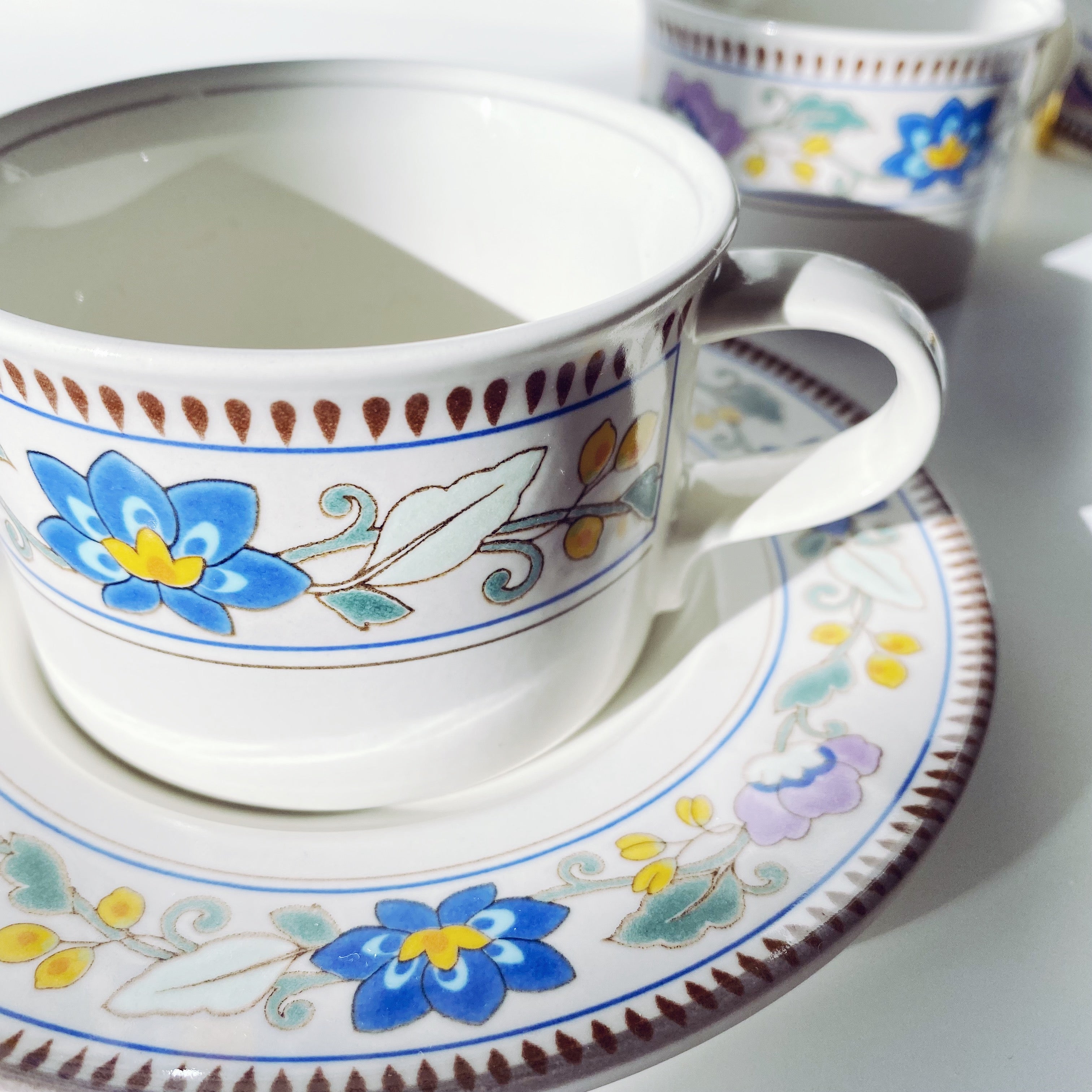 Floral Boarder Flat Cup & Saucer Set「Costa del Sol」