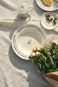 Terrace Plate - Ivory / Green Print