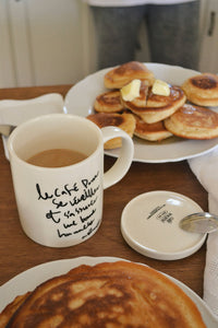 Cafe au Lait Cover Mug - Black Lettering