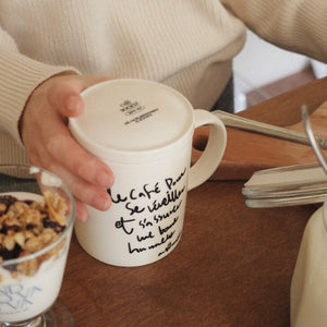 Cafe au Lait Cover Mug - Black Lettering