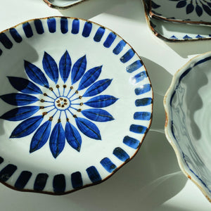 Shohogama Hand-painted Blue Flower Serving Plate