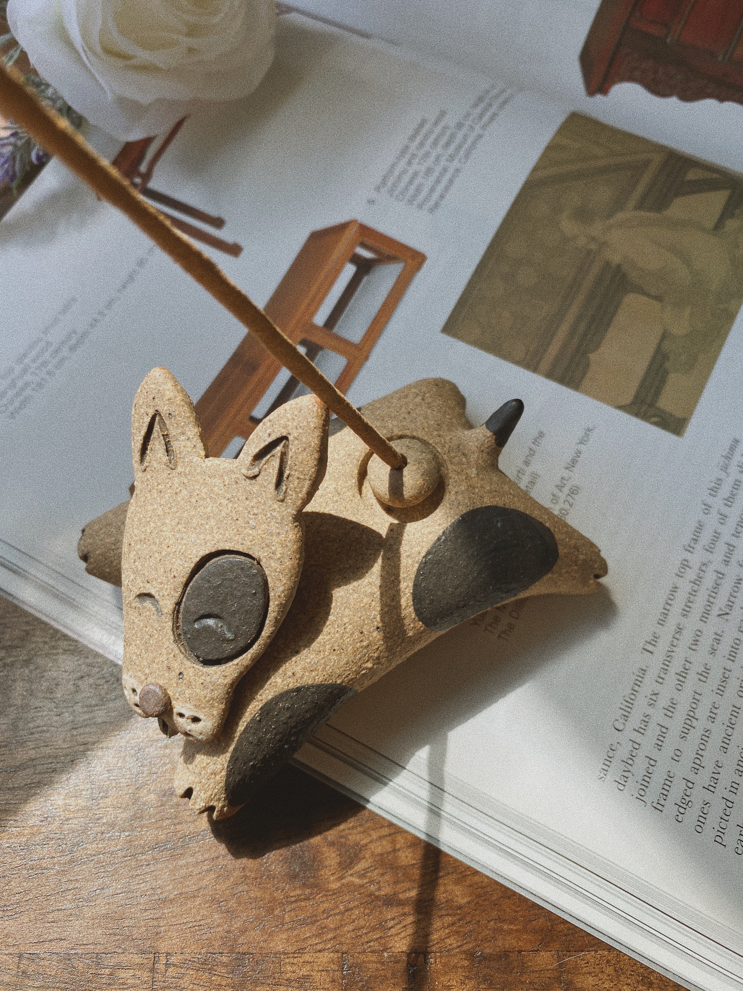 Incense Holder - Spotted Dog Shigaraki Ware