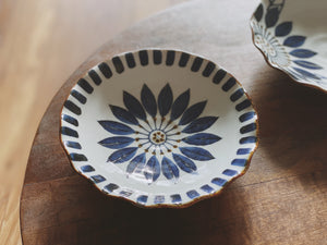 Shohogama Hand-painted Blue Flower Serving Plate