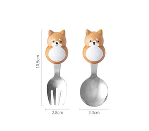 Cartoon Animal Cutlery Set with Ceramic Handle Stainless Steel