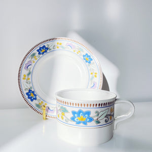 Floral Boarder Flat Cup & Saucer Set「Costa del Sol」