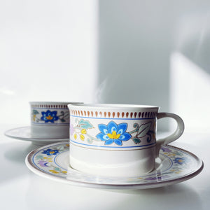 Floral Boarder Flat Cup & Saucer Set「Costa del Sol」