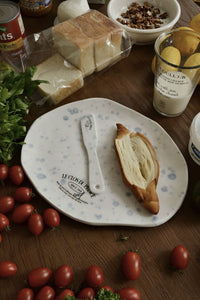 Galette SET (plate + knife) - Blue Dot