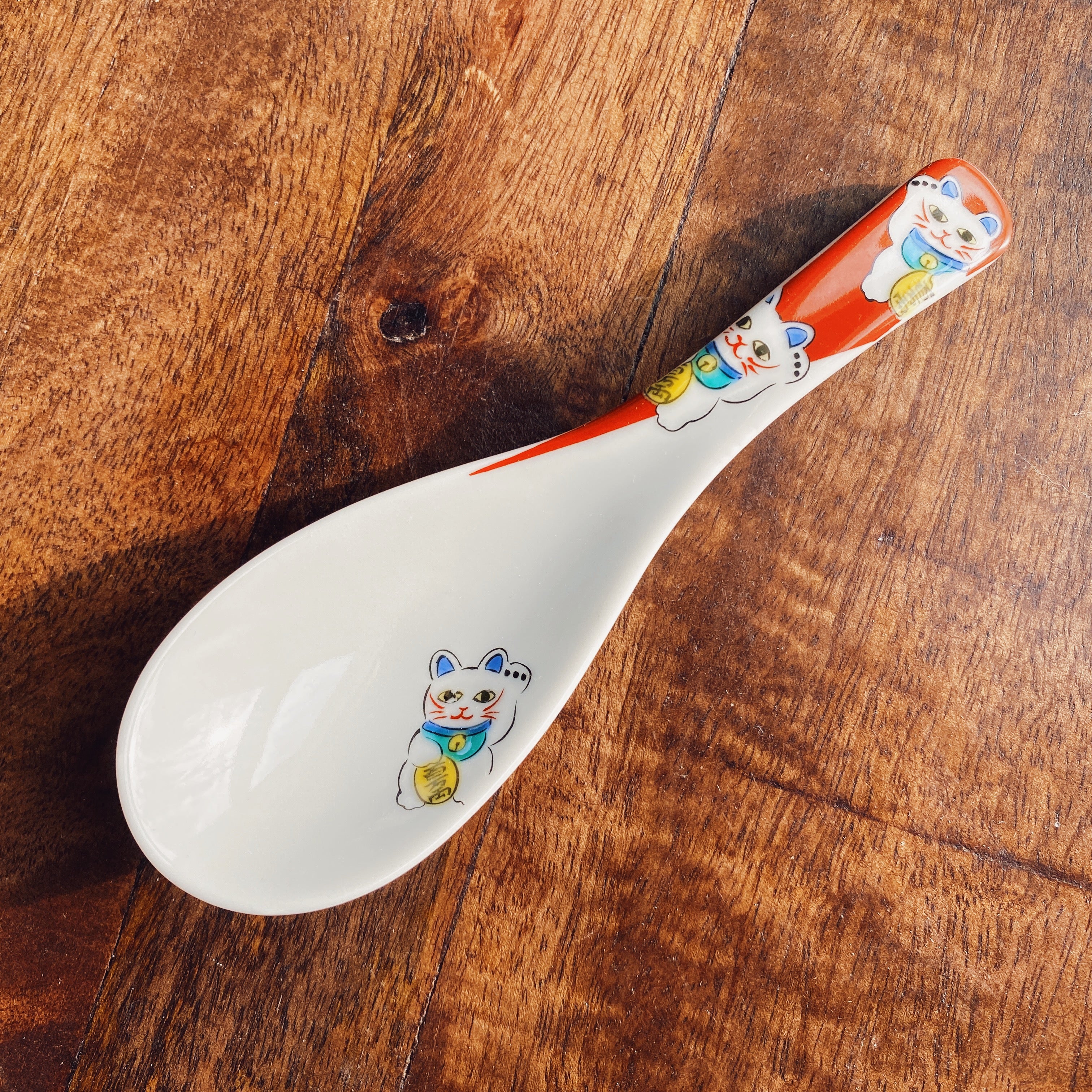 Seikou Kiln Over-glazed Enamel Color China Spoon