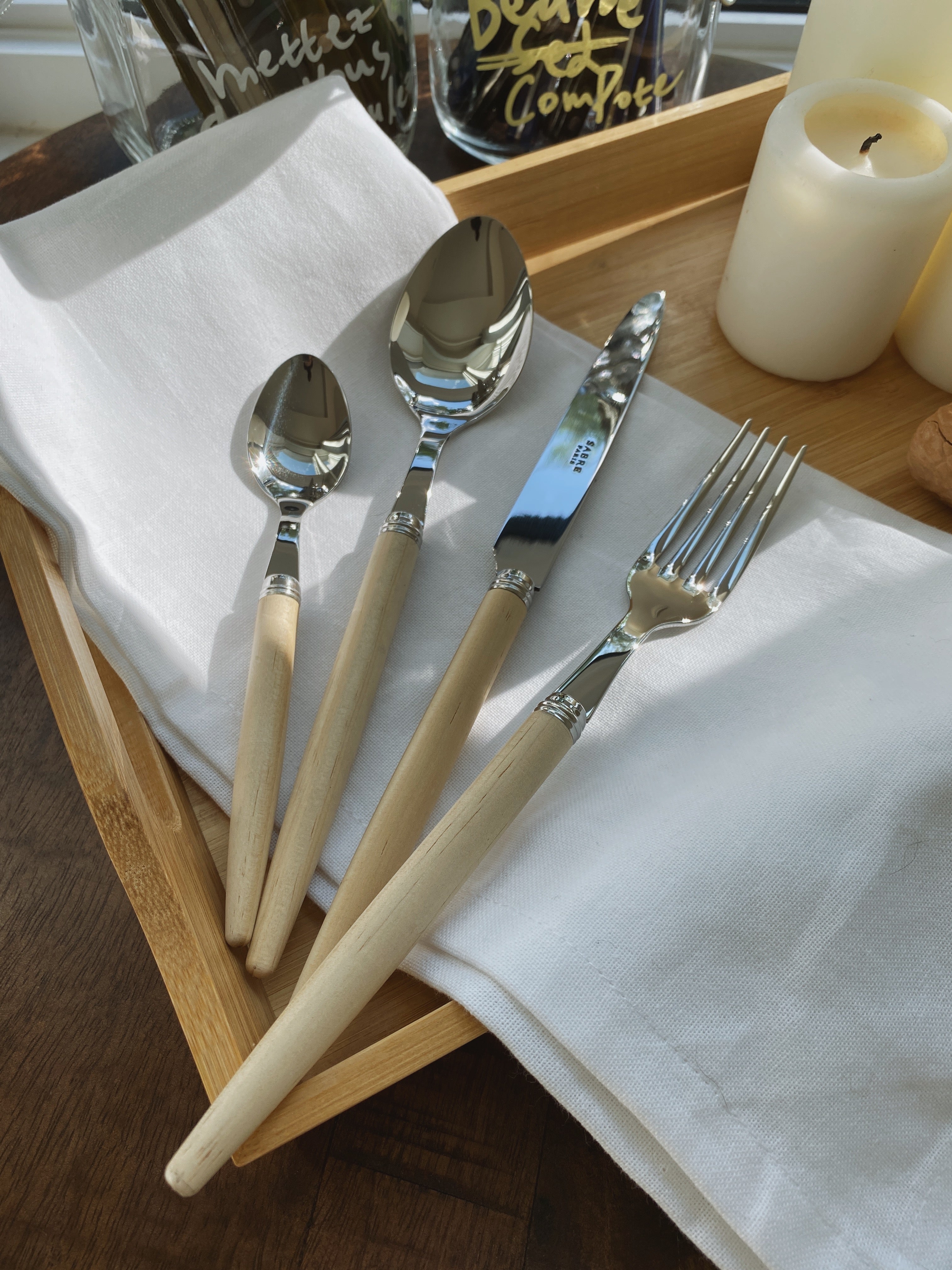 Sabre Paris Jonc Collection Cutlery - Light Wood